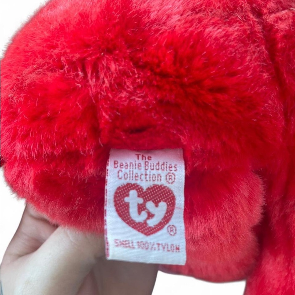 Ty OSITO 1999 BEANIE BUDDIES COLLECTION Red Plush Bear with Ribbon - Picture 4 of 8